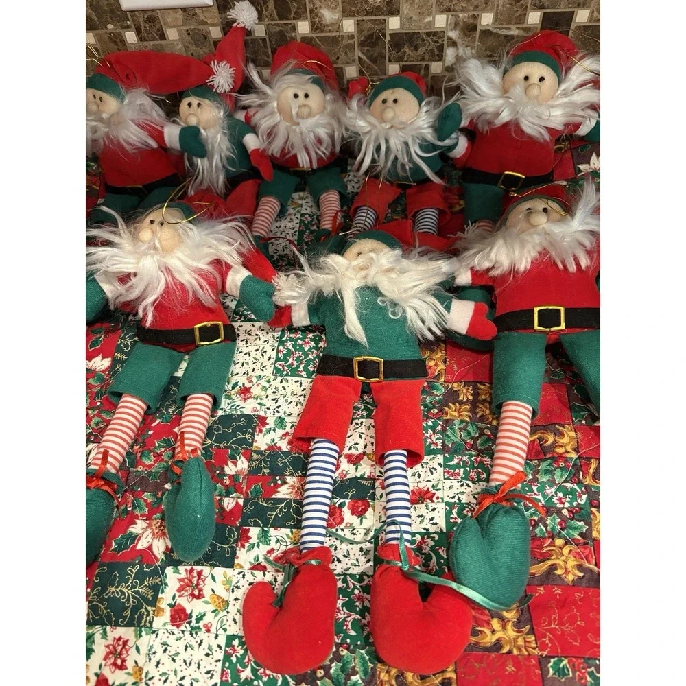Vintage Christmas Flocked Santa  pixie doll 10